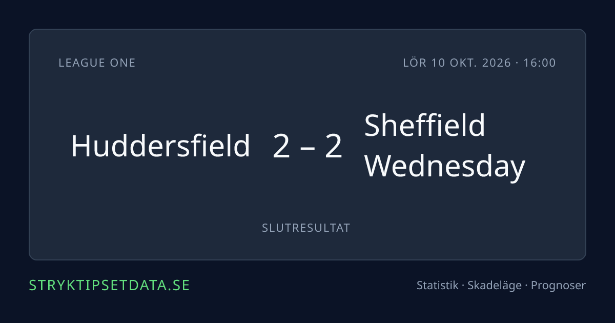 Statistik Huddersfield mot Sheffield Wednesday – skadeläge, form & tips ...